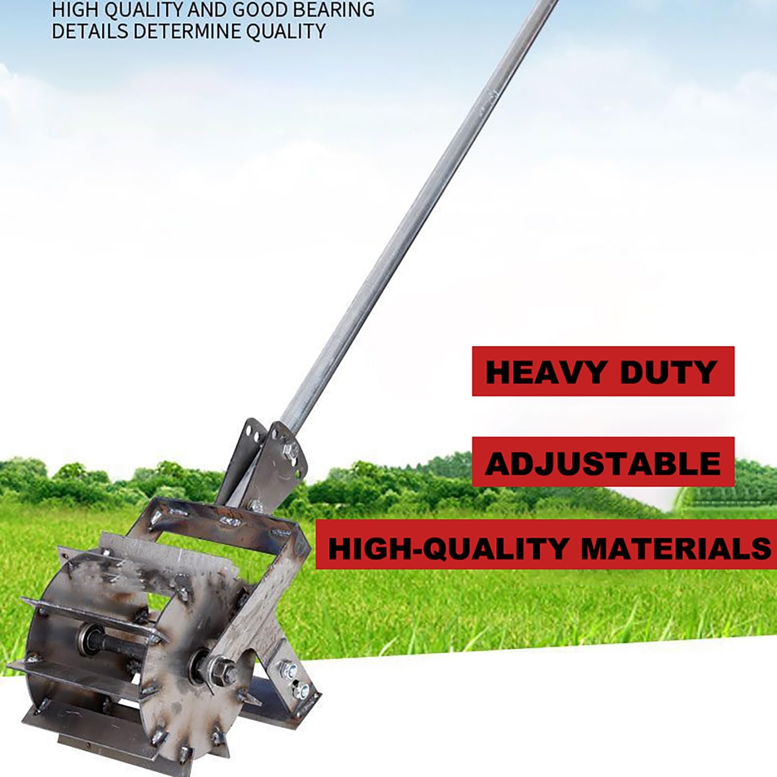 Giardino Rotavator Coltivatore senza fili – Spingere a mano sarchiatore e scarificatore per prato e suolo – Strumento manuale per diserbo per piccoli usi domestici