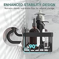 Vista 2 de Veken Paquete de 5 estantes de ducha resistentes al óxido e impermeables, estantes de ducha esquineros adhesivos sin perforaciones, estante