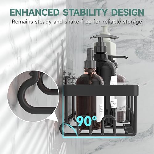 Miniatura 2 de Veken Paquete de 5 estantes de ducha resistentes al óxido e impermeables, estantes de ducha esquineros adhesivos sin perforaciones, estante para