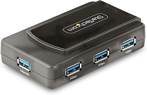 Concentrador USB de 7 puertos con interruptor de encendidoapagado, USB 3.0 5Gbps, USB-A a 7x USB-A, concentrador de expansión USB-A autoalimentado