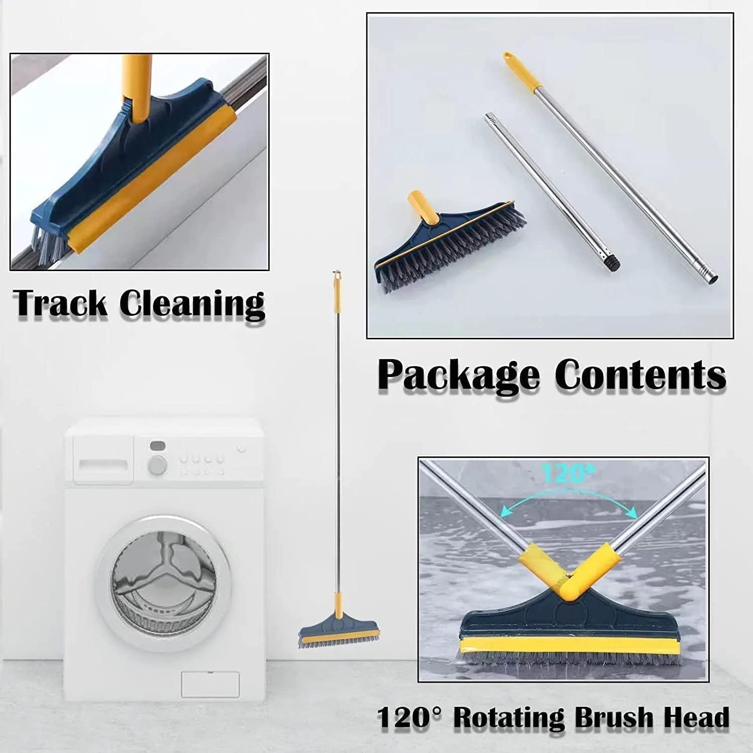 2-in-1 Bathroom Cleaning Brush with Wiper - Long Handle 180° Rotate Toilet Brush, Tiles Cleaning, Floor Scrub for Kitchen and Bathroom Accessories (2 in 1 Cleaning) - Image 6 thumbnail