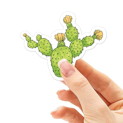 Prickly Pear Cactus Sticker, Cute Desert Plant Stickers for Hydroflask Water Bottle, Cactus Vinyl Decals for Laptop, Plant Mom Decal