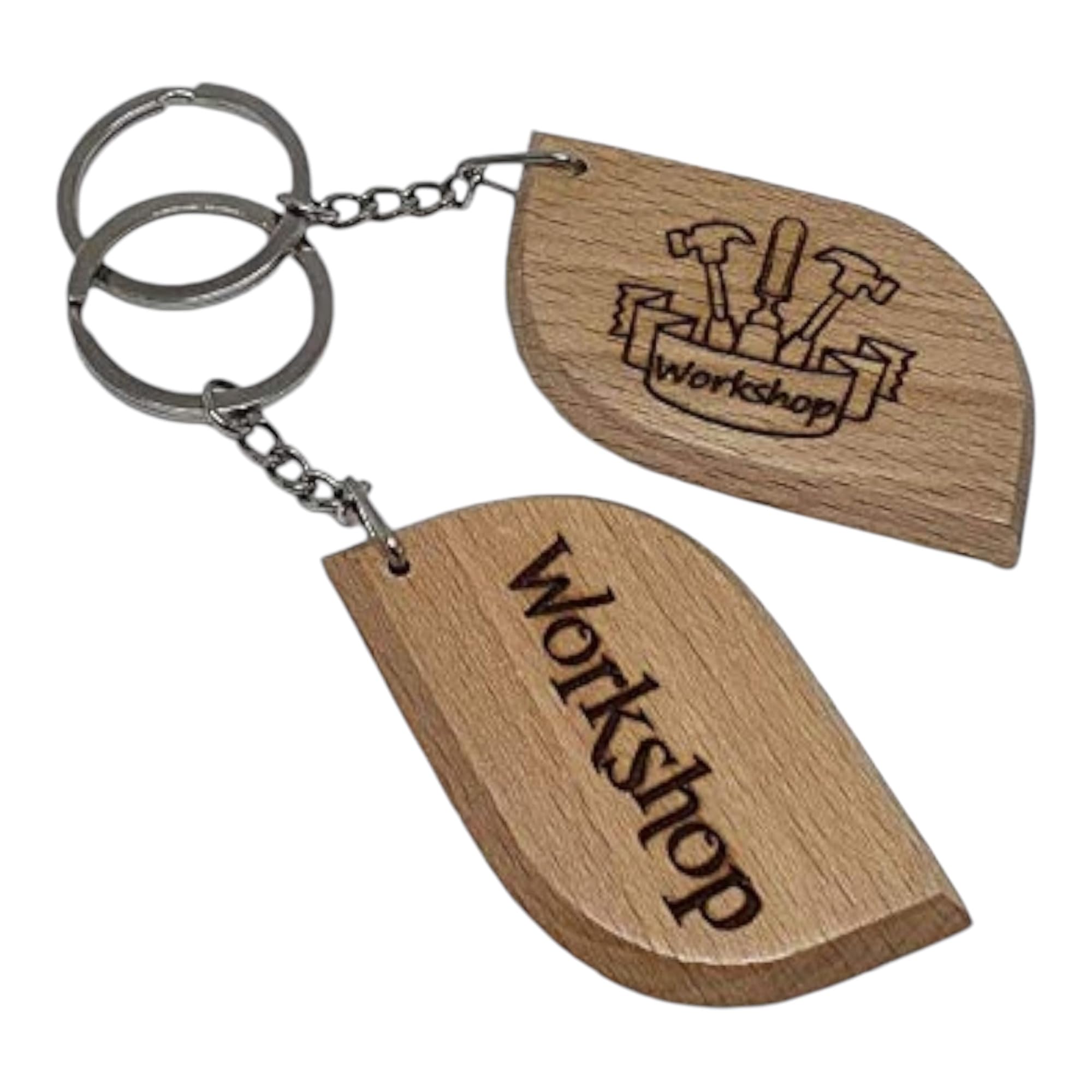 S M Gift Shop WORKSHOP Engraved Wooden Keyring Keychain Made to Last