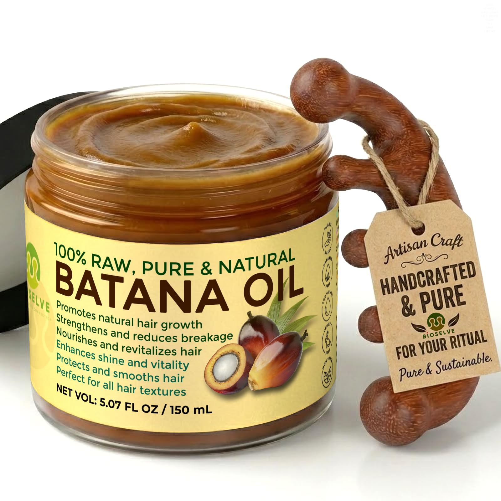 Bioselve Raw Batana Oil Paste with Comb
