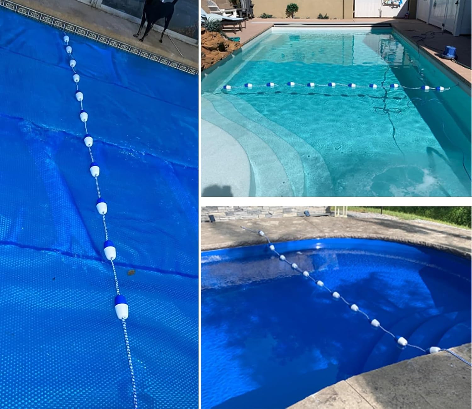 Generic Swimming Pool Rope Float Line, Blue White Safety Marker Line for Competition Training, Portable Pool Lane Divider Line Kits for Home School Game (Size : 1m/3.3ft)