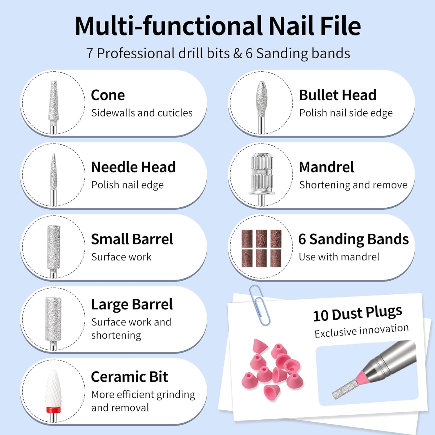 Professional Electric Nail Drill Coreless Motor - 45000 RPM Cordless Nail Drill Machine, Rechargeable Electric Nail File for Acrylic Gel Polishing Removing, Portable E-File for Salon & Home Manicure