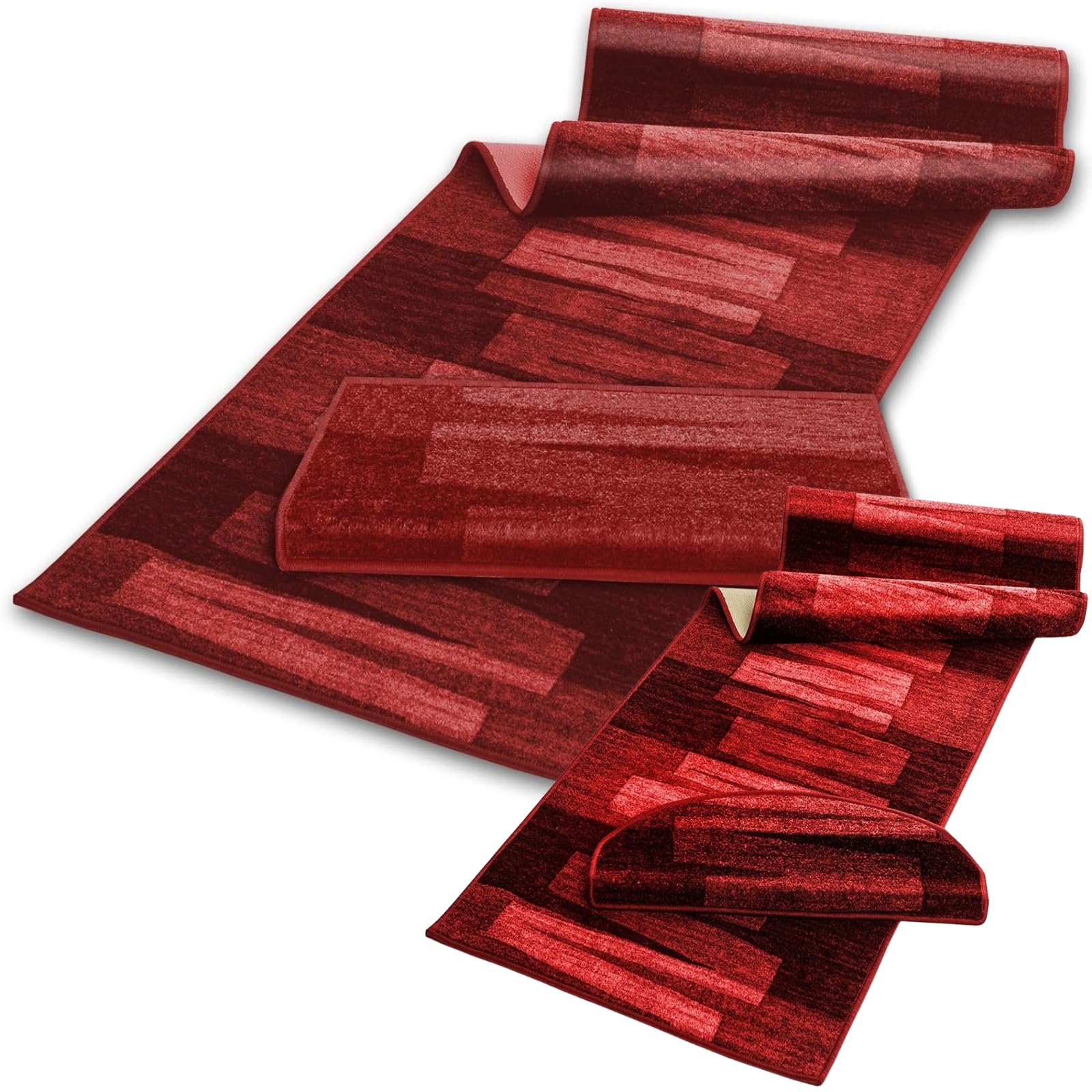 KARAT Tappetino a Passatoia per Uso Intenso - Via Veneto - Tappetino Antiscivolo per Tapis Roulant - Tappetino Anti-Allergico per Cucina, Corridoio, Soggiorno, Ufficio - Rosso, 80 x 300 cm