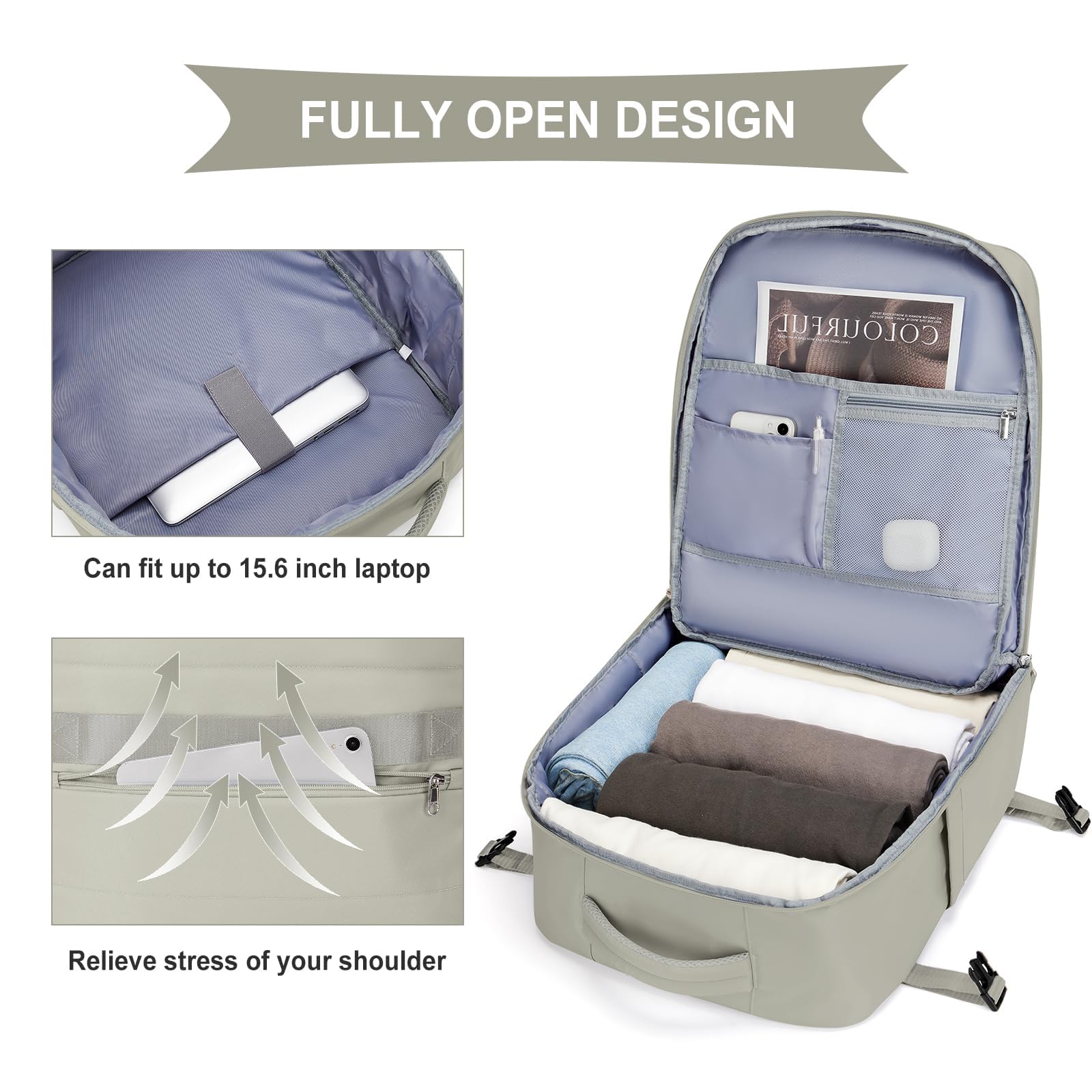 SZLX Zaino Ryanair 40x30x20 Sottovuoto con Pompa Zaino da Viaggio 40x30x20 Wizzair Bagaglio a Mano 40x20x25 Ryanair Donna Borse da Cabina per Easyjet 45x36x20 Uomo Zaino Laptop 14 Pollici Valigia