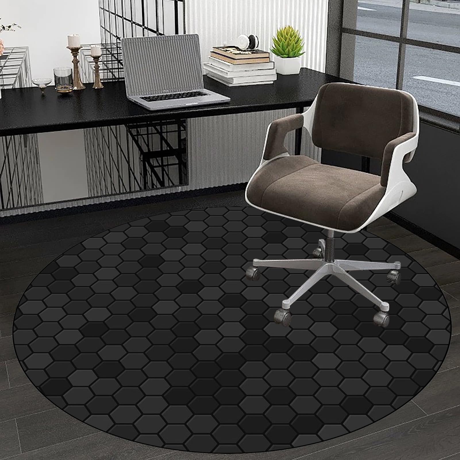 Alfombra Silla Gaming, Redondo Alfombrilla de Protección para Suelos Duros 130 cm, Protector Suelo Silla Ruedas, Alfombrilla Protectora para Silla de Oficina, Alfombra Multiusos para el hogar