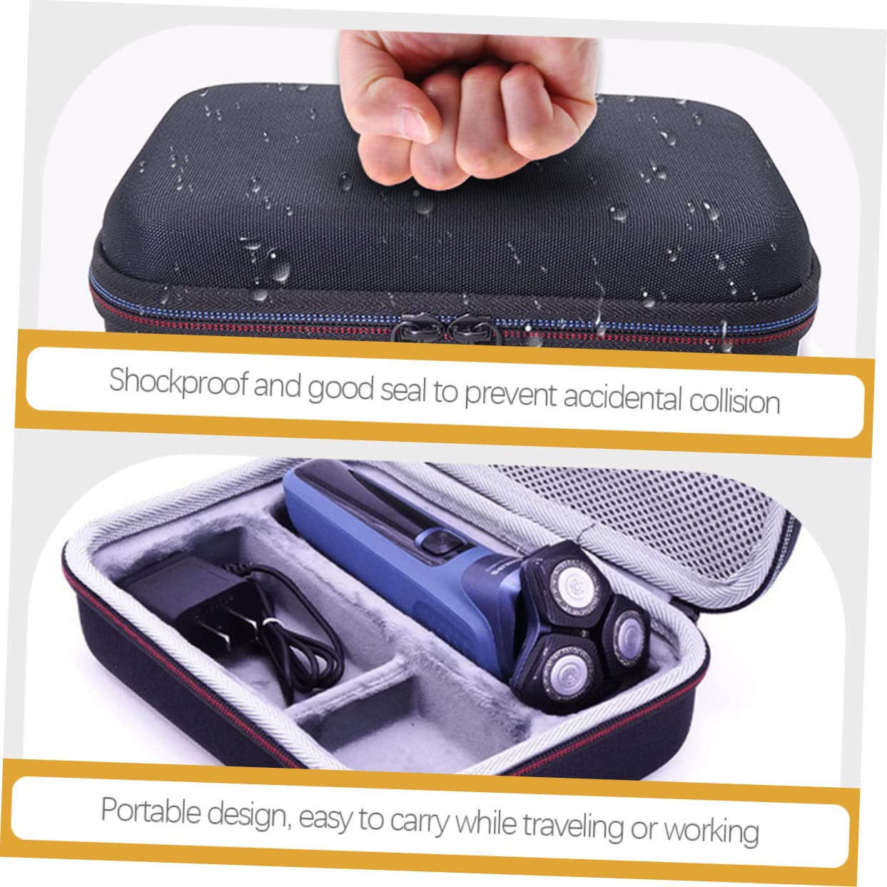 Custodia da Viaggio per Rasoio in Eva Nera, Organizer | Sottile e Resistente All’usura, Formato Compatto per Riporre Accessori, Pratica per Spostamenti