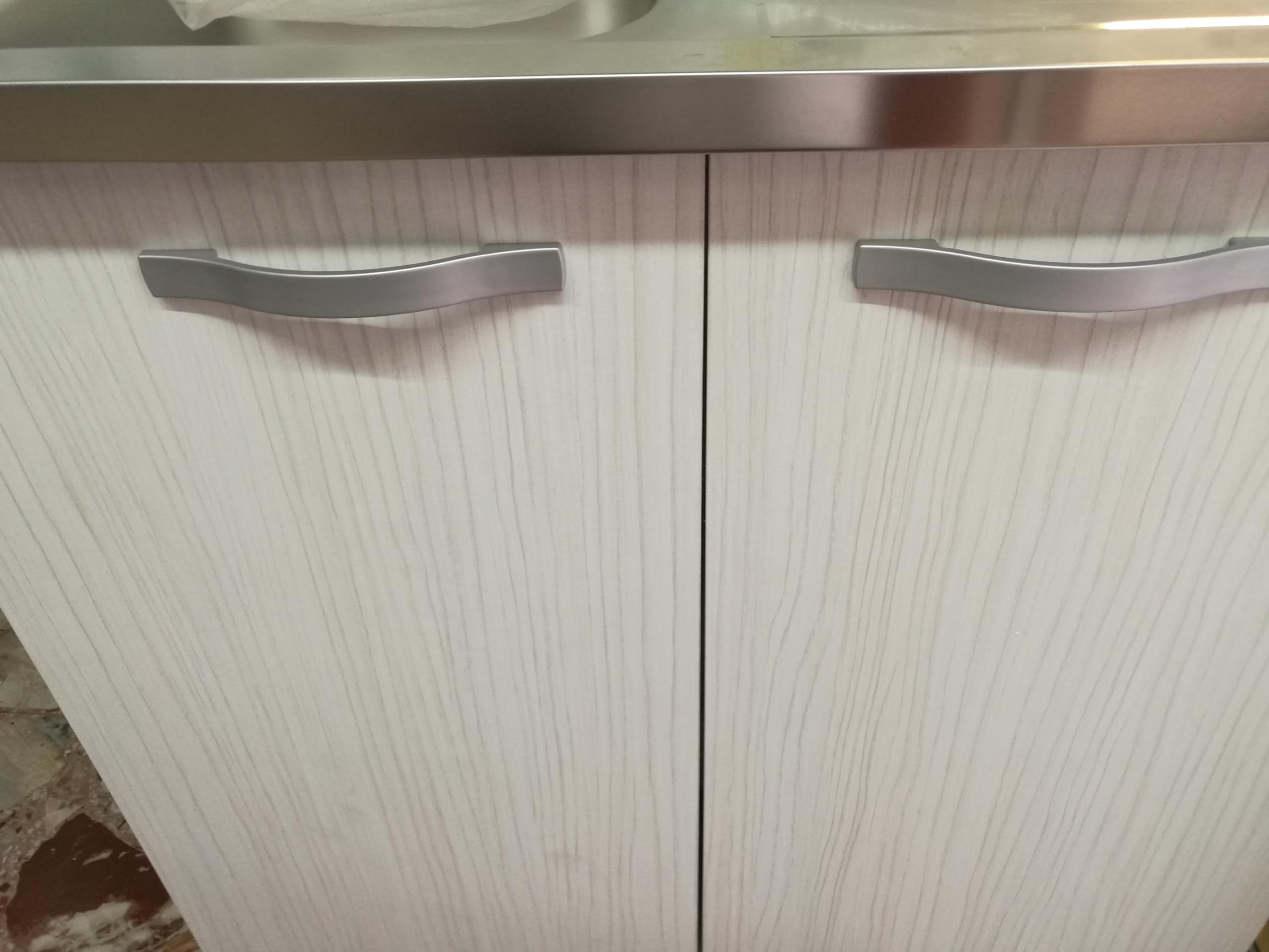mobile cucina sottolavello con lavello vari colori cm 80x50 1 vasca sx inox (cassa bianca ante bianco oliva)