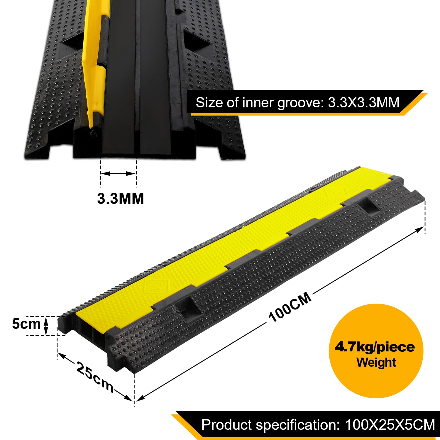 Rampe De Protection De Câble Avec 2 Canaux 100 Cm Caoutchouc