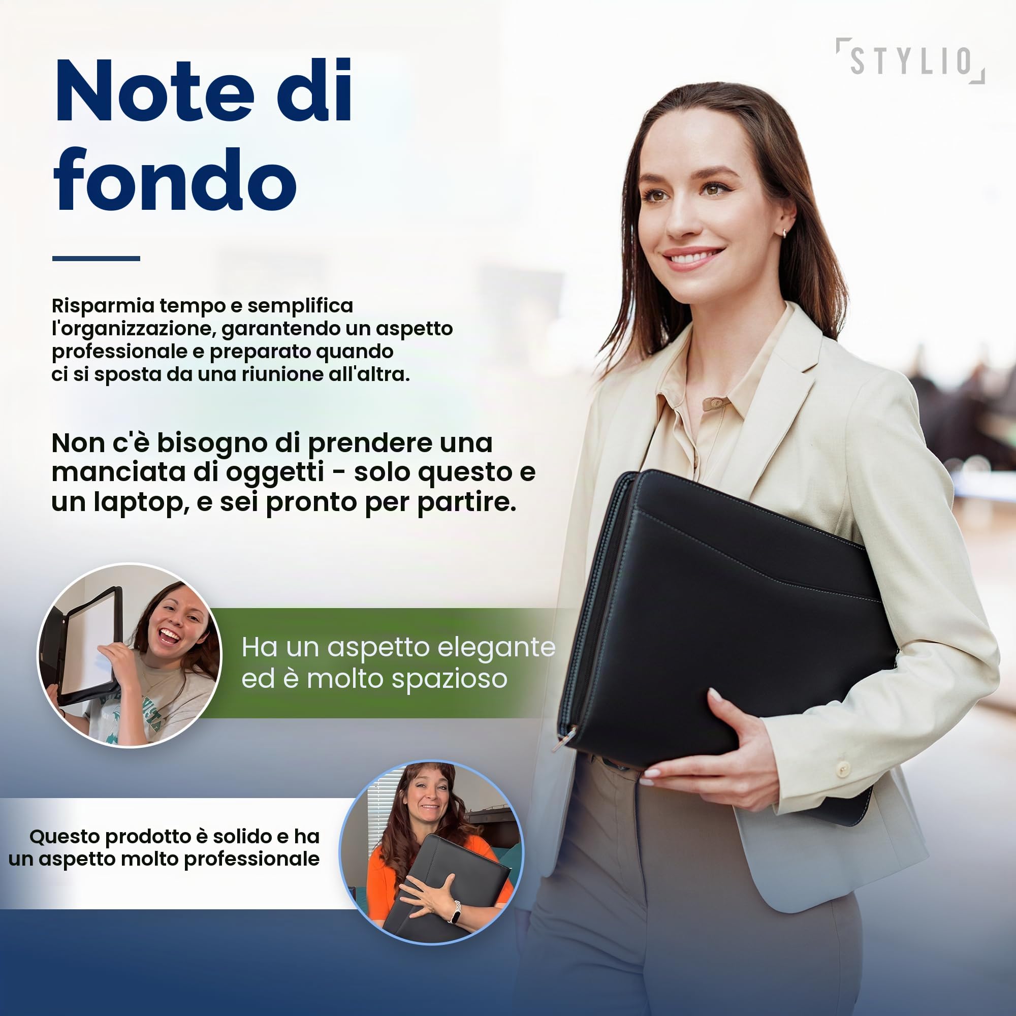 STYLIO A4 Cartella Conferenze con Cerniera Raccoglitore Portadocumenti Organizzatore per Quaderno Smartphone iPad Tablet fino a 11 pollici Chiavi Blocco Note