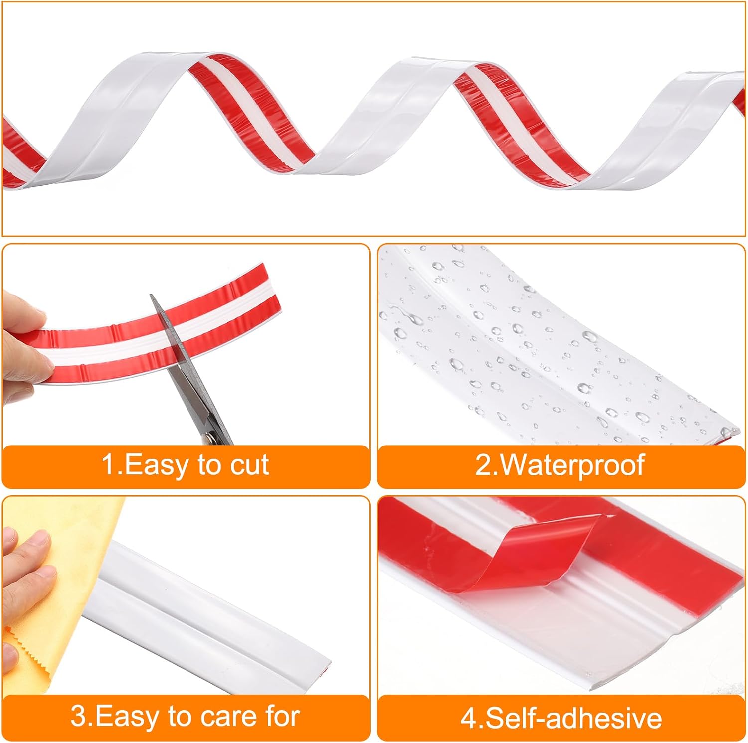 HARFINGTON Wall Molding Trim 2.4" 10 ft Flexible Caulk Strip Peel and Stick Wall Corner Protector Self Adhesive Wall Molding Strip for Wall Edge Nook Ceiling, White