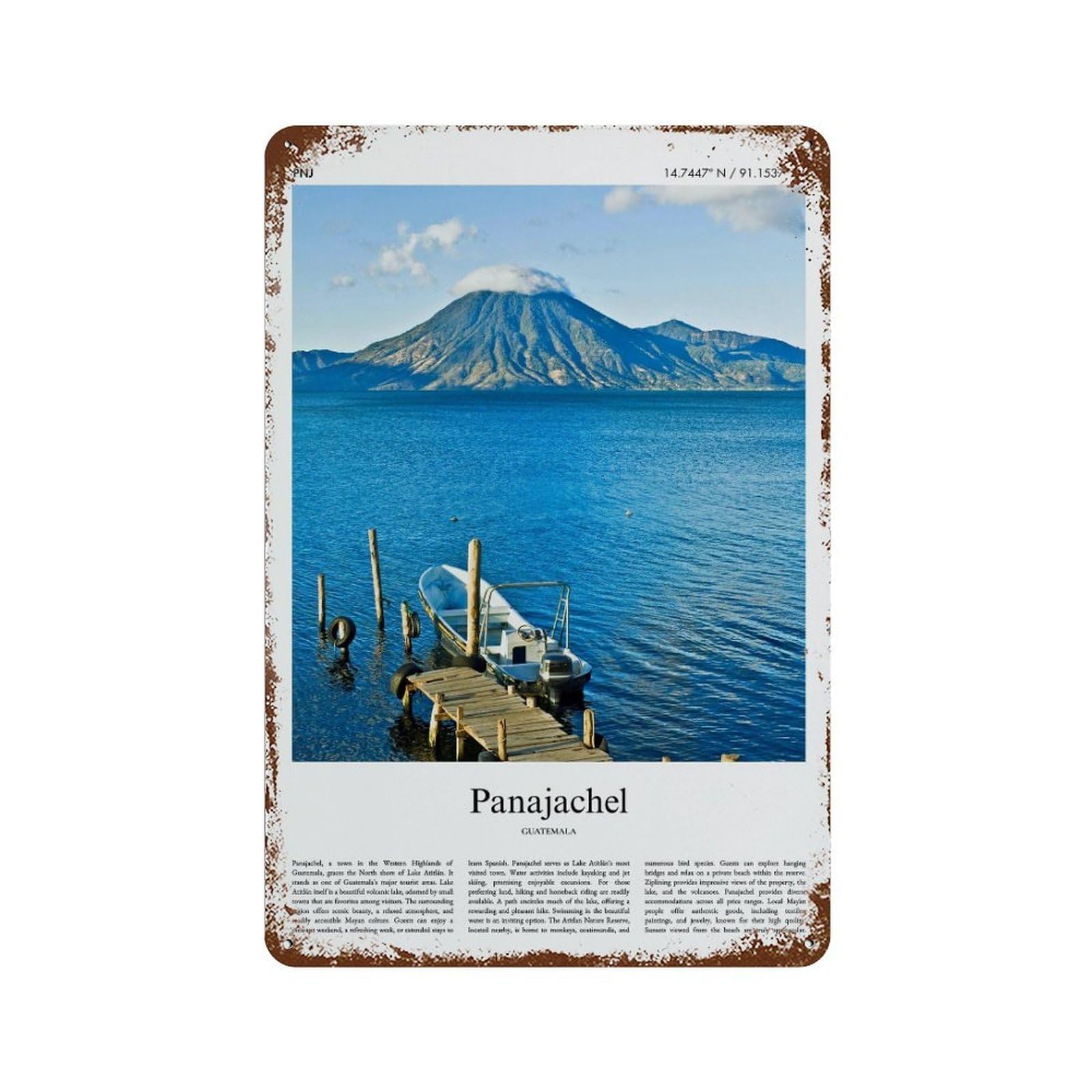 xiaoxiaoshen Panajachel Guatemala City Scenery Wall Decor Art Metal Tin Poster Modern Home Decor Art Home Bar Shop Decorations Vintage Sign 30x20cm