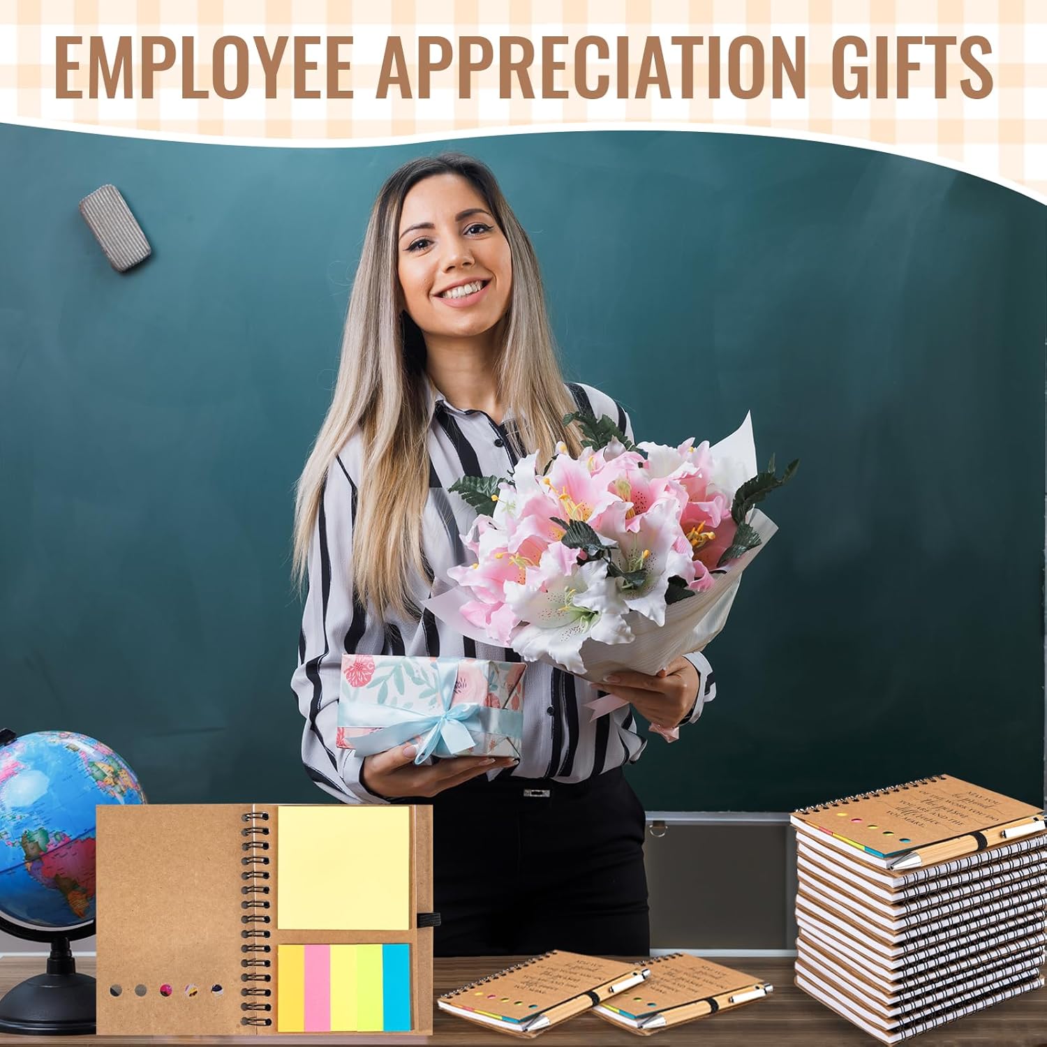 20 Sets Employee Appreciation Gifts Bulk Inspirational Spiral Notebook Journal with Sticky Notes Motivational Bamboo Pen Valentines Bulk Gifts for Coworkers School Teacher Team Nurse Office Staff - Image 6