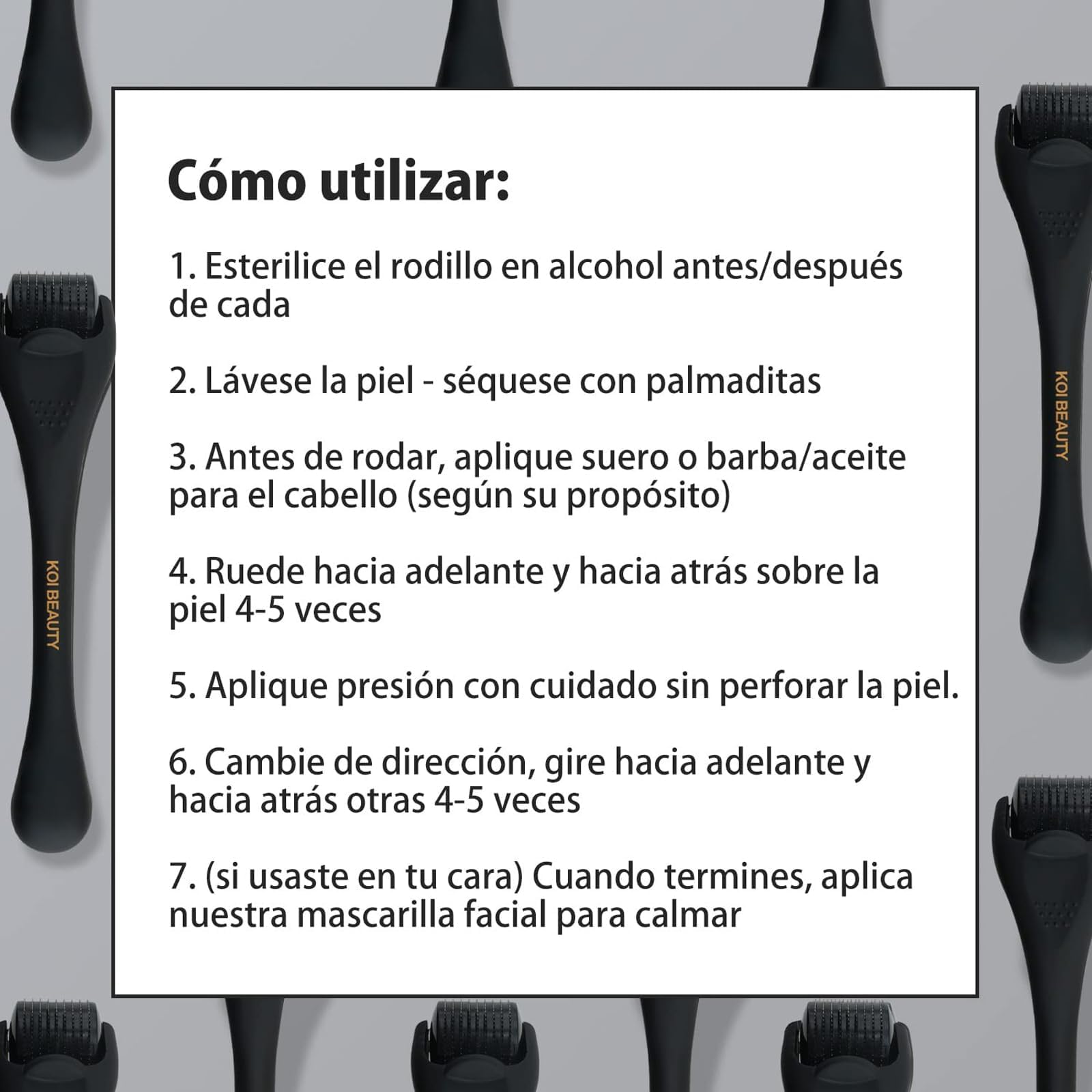 KOI BEAUTY Derma Roller 0.5 Para La barba y el cabello crecen, 540 agujas de titanio, Profesiona Microneedling Roller para hombres y mujeres, Negro mate barba Roller, Microneedle Roller — view 5