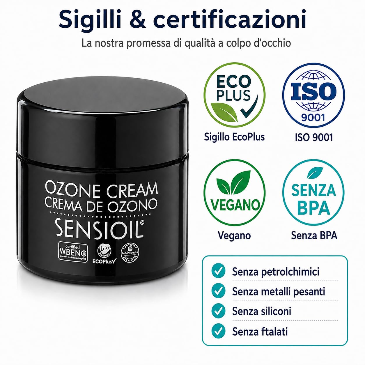 OZOLABS | CREMA DI OZONO | Crema viso a base di oli biologici ozonizzati | Anti-Rughe, Ossigenanti, Nutrienti | ISO 9001 | 50 cc