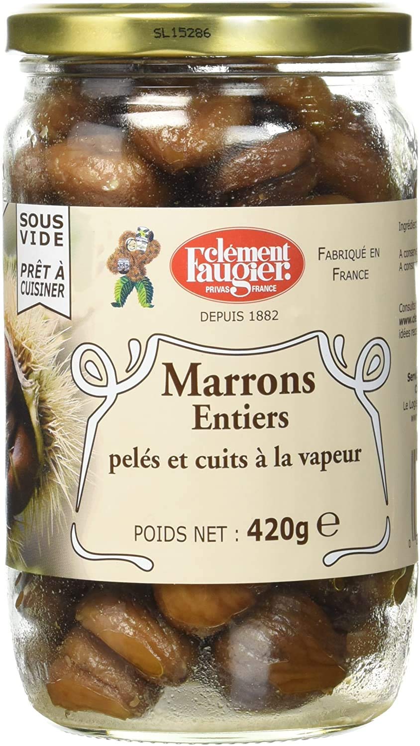 Clément Faugier - Castañas Enteras Peladas y Cocidas al Vapor - 420g - Lote de 2