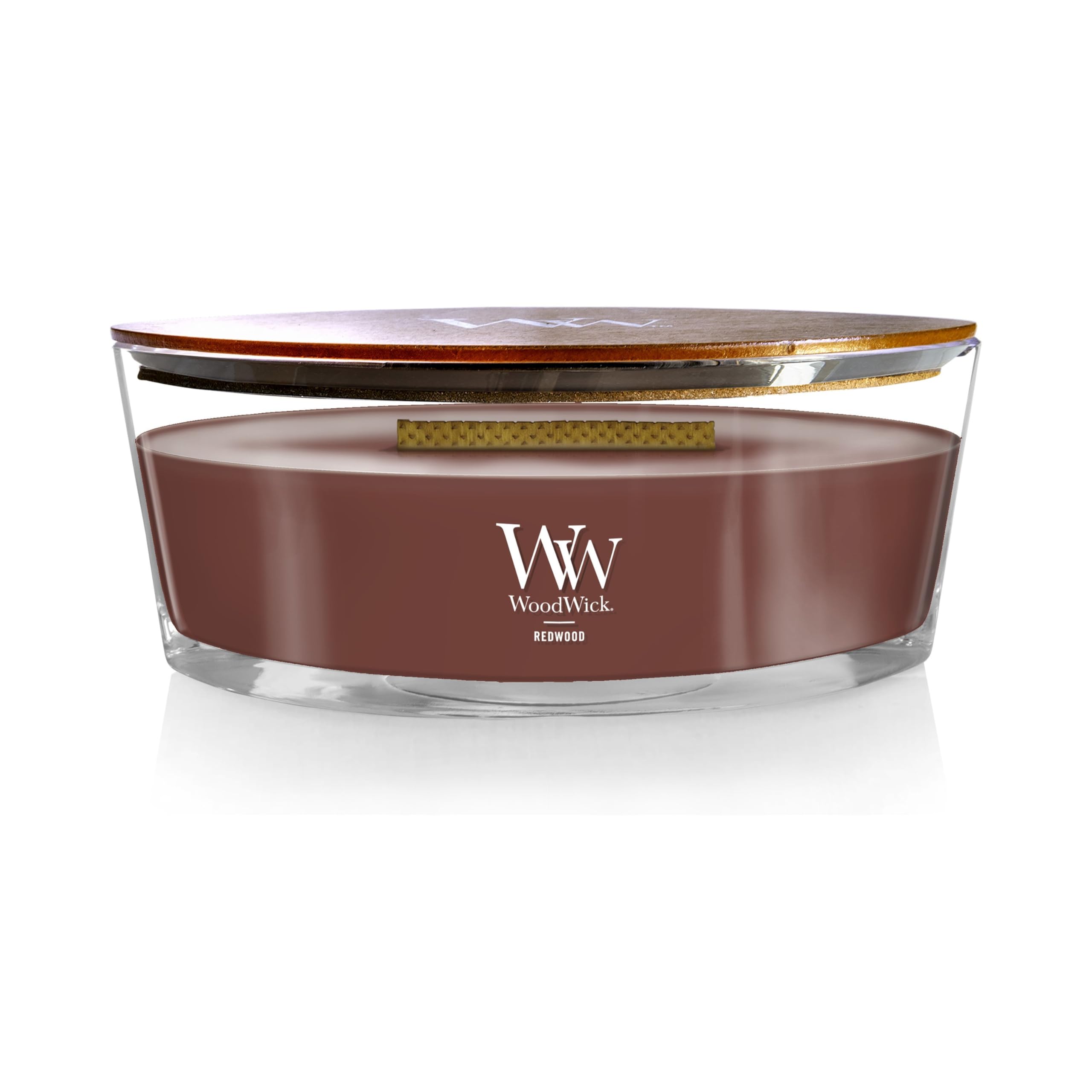 WoodWick Redwood Holiday Candle Gifts for Women and Men, 16 oz Ellipse Candle with Crackling Wick