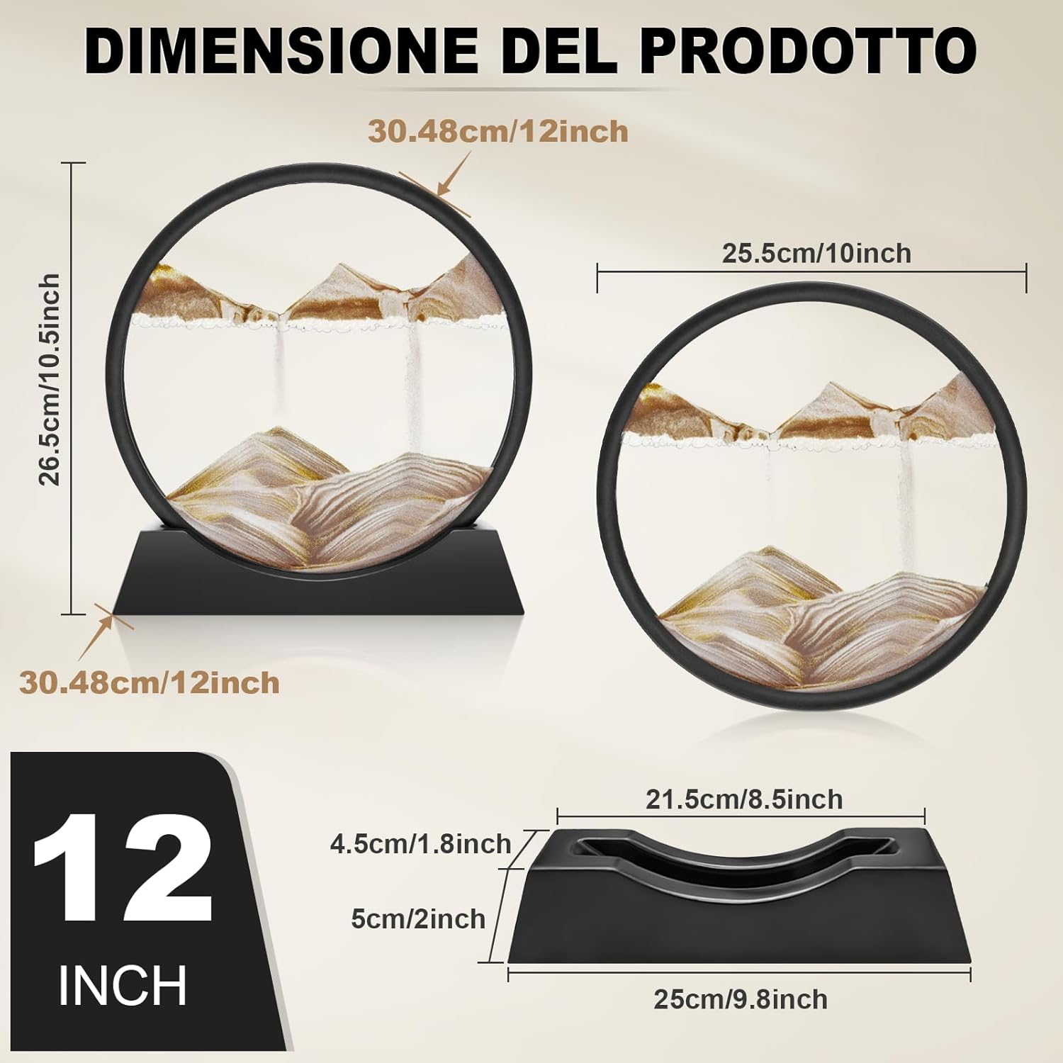 TaLcuS 3D Hourglass Deep Sea Sandscape Liquid Motion Display, Moving Sand Art Picture Painting Flowing Sand Frame Relaxing Desktop Home Office Work Decor(Coffee,12 inches)