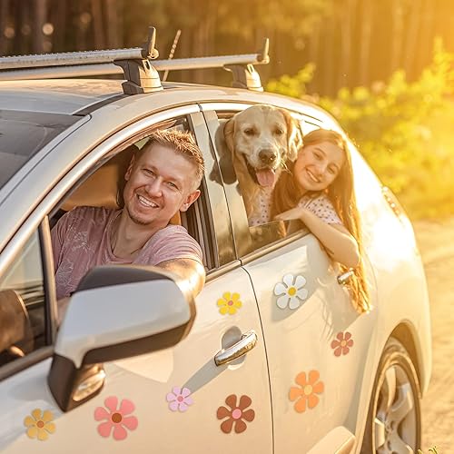 Miniatura 6 de Leumoi 16 imanes de flores para automóvil, retro, hippie, para nevera, decoración para puerta de casa, 2.17 x 2.17 pulgadas, 3.94 x 3.94 pulgadas