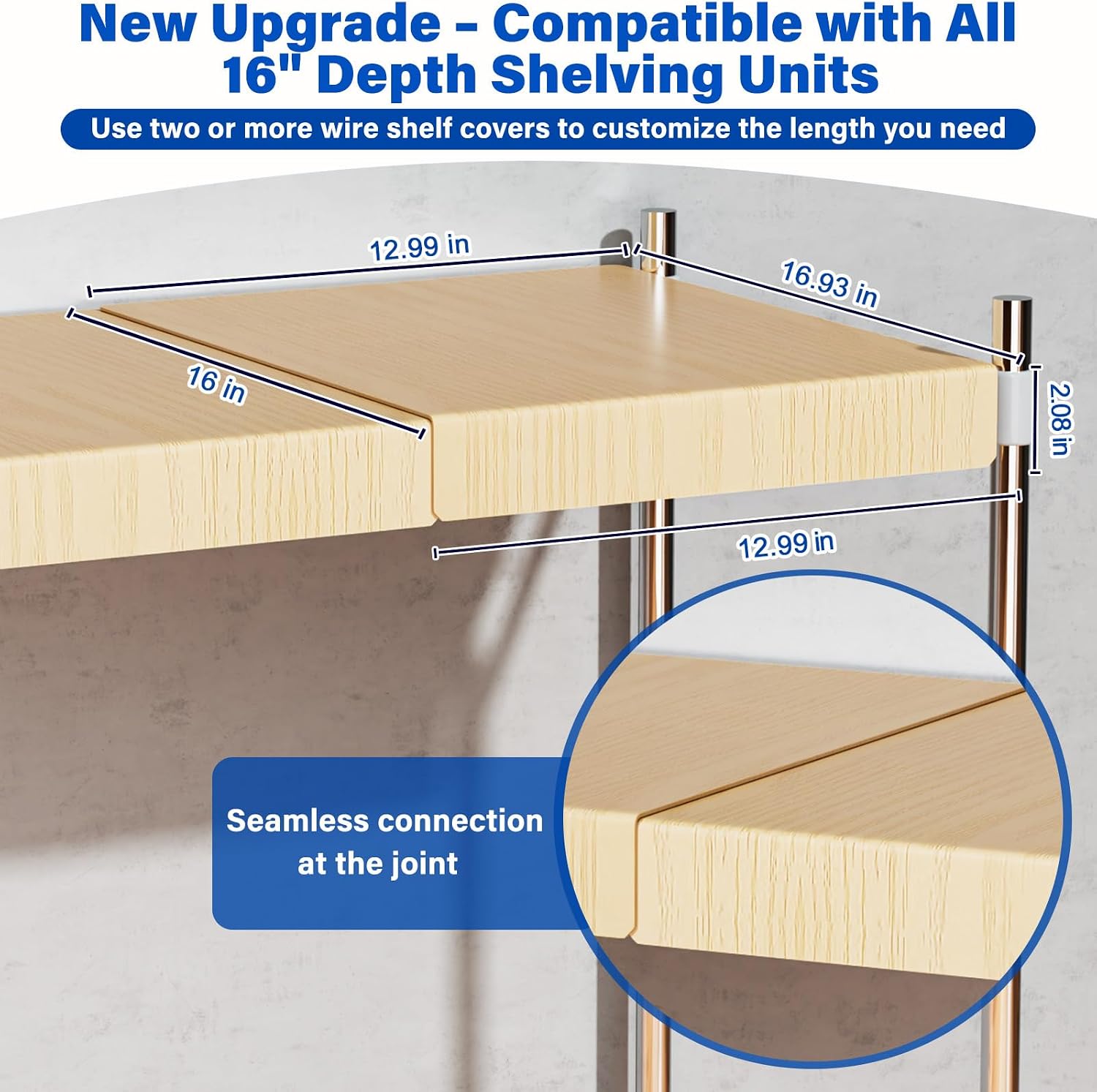 Wire Shelf Covers for Pantry Rack,for All 16" Depth Wire Shelf, 8pcs
