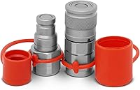 Vista 1 de Summit Hydraulics Juego de acoplador hidráulico de conexión rápida de cara plana de 3/8 pulgadas con tapas antipolvo, rosca NPT de 3/8