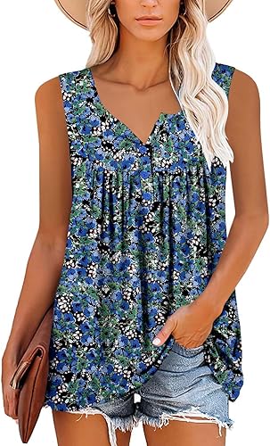 Miniatura 2 de Camisetas sin mangas para mujer y camisetas florales de verano de manga corta