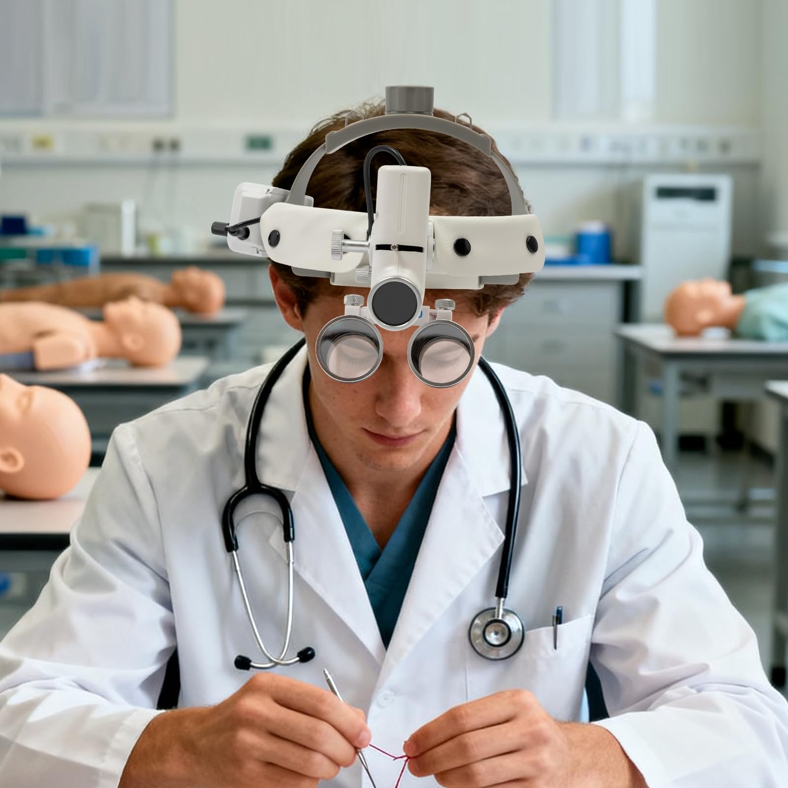 Dental Lupenbrille,Medizinische Dental Chirurgisch Lupenbrille 3.5X420mm Lupe Zahnarzt mit LED Scheinwerfer Kopflicht licht für Medizinische Dental Chirurgisch Leder