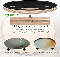 Vista 2 de Carretilla para Mover Muebles de 15 Pulgadas de Servicio Pesado con Rodillos Móviles de Madera Dura, Capacidad de 550 Libras, Carrito Plano