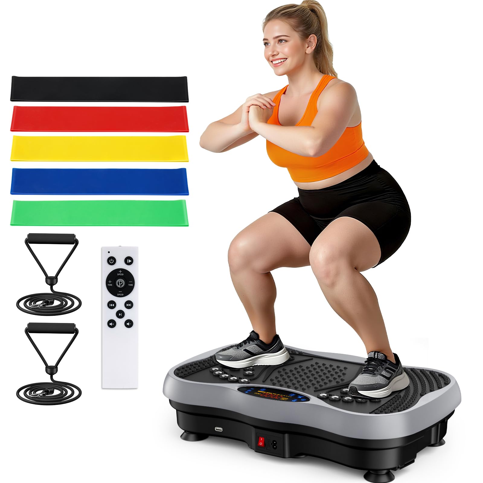 Vibration Plate Exercise Machine, 130 Levels Shake Fitness Vibrating Platform for Lymphatic Drainage Weight Loss, Bluetooth Fat Burner for Women Men, Gray