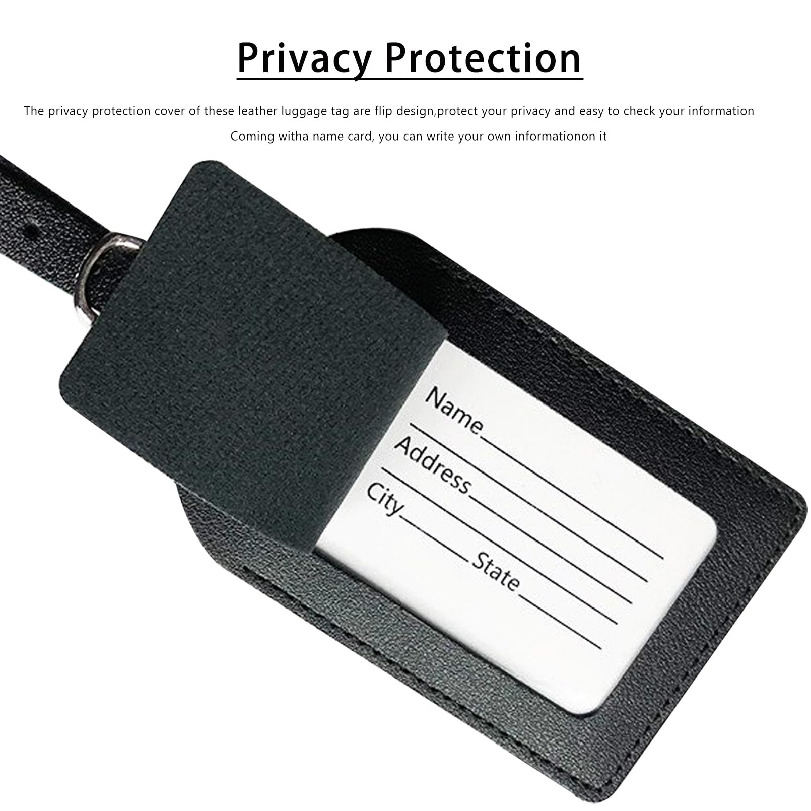 4 étiquettes De Bagage En Cuir PU - Sangle Réglable & Protection Vie Privée - Lot Multicolore Pour Valises
