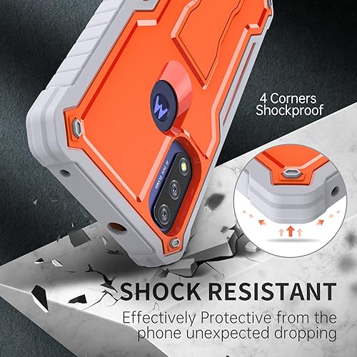 Miniatura 5 de FITO Funda para Moto G Pure, funda resistente a prueba de golpes de doble capa con un protector de pantalla de vidrio, soporte integrado (naranja)