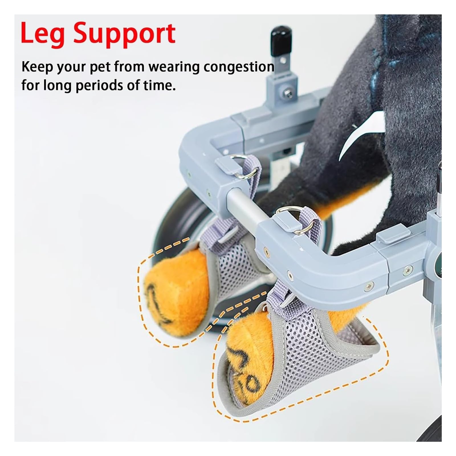 Sedia a rotelle per cani, Carrello Cani Disabili, Attrezzatura for la riabilitazione di animali domestici a 4 ruote for la deambulazione delle zampe posteriori disabili, dispositivo for la deambulazio