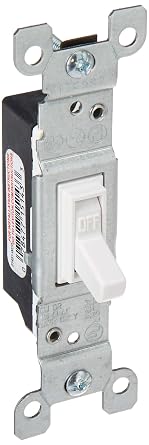 Leviton 15-Amp, 120 Volt, Toggle Framed Single-Pole AC Quiet Switch, Residential Grade, Non-Grounding, 1451-WCP, White