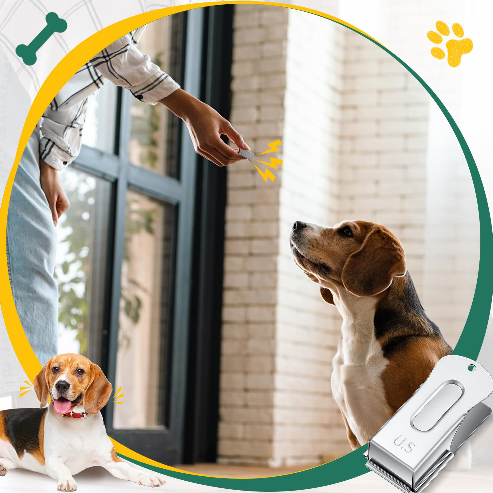 2 clicker de metal para entrenamiento de mascotas, para cachorros, gatos, entrenadores, dueños de mascotas, color plateado