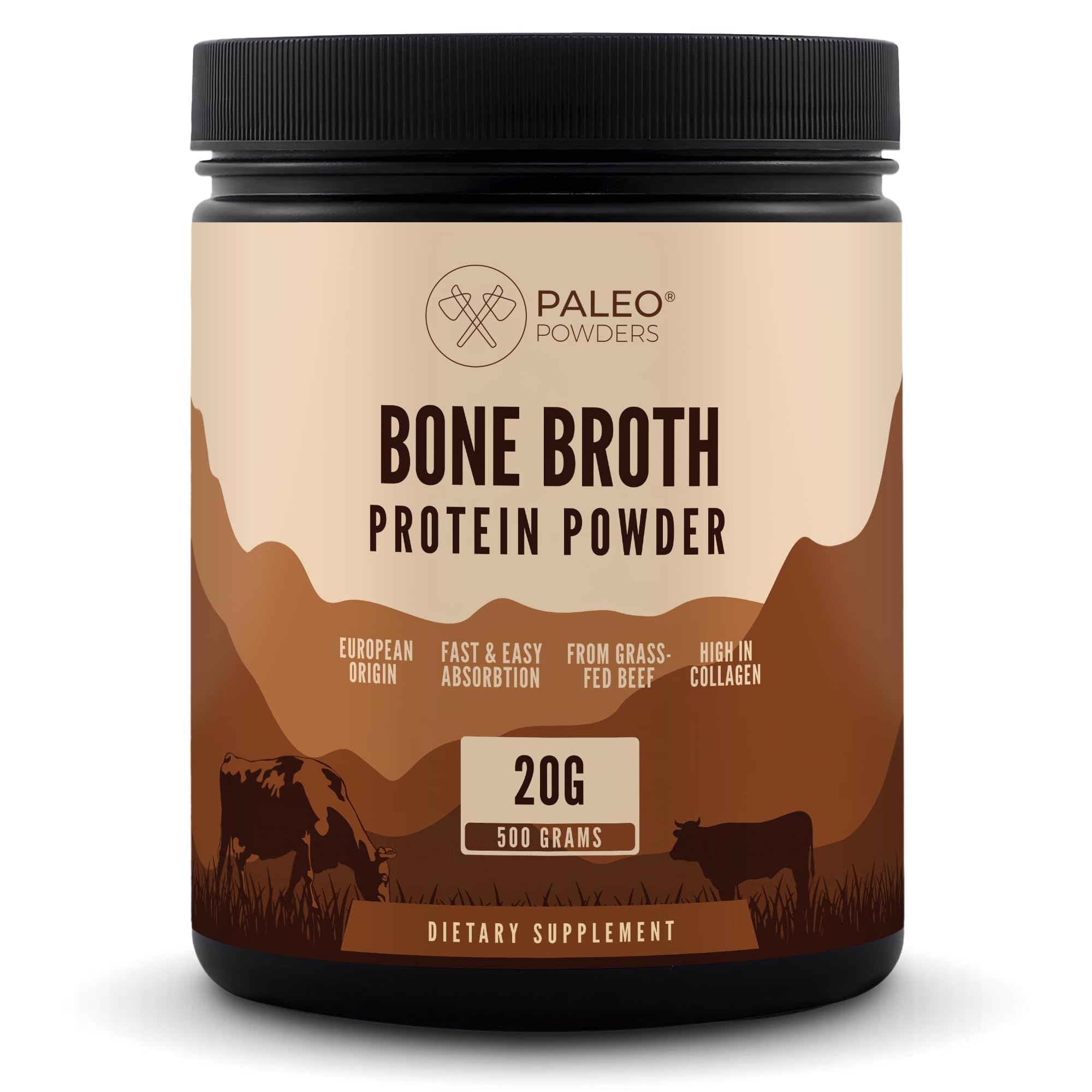 Caldo de huesos en polvo - 100% ganado europeo de pastoreo - Proteína de colágeno múltiple - 0 g de azúcar - 500 g
