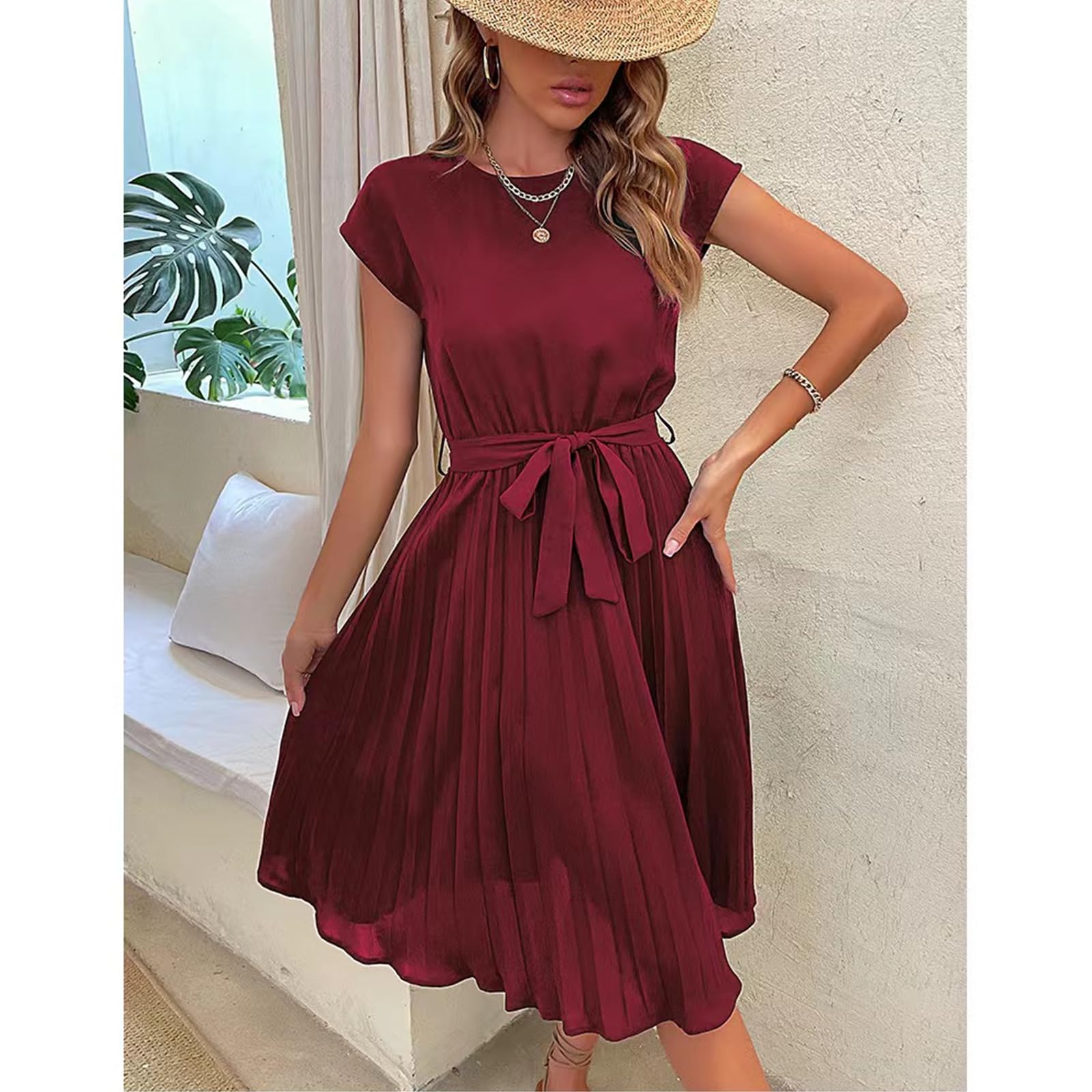 Abito Estivo Delle Donne Abiti Casuali Estate Wrap o Neck Party Fluwy Piegheggiato Linea Lungo Abito Delle Donne Abiti da Prom.., HUTALIM, a, s