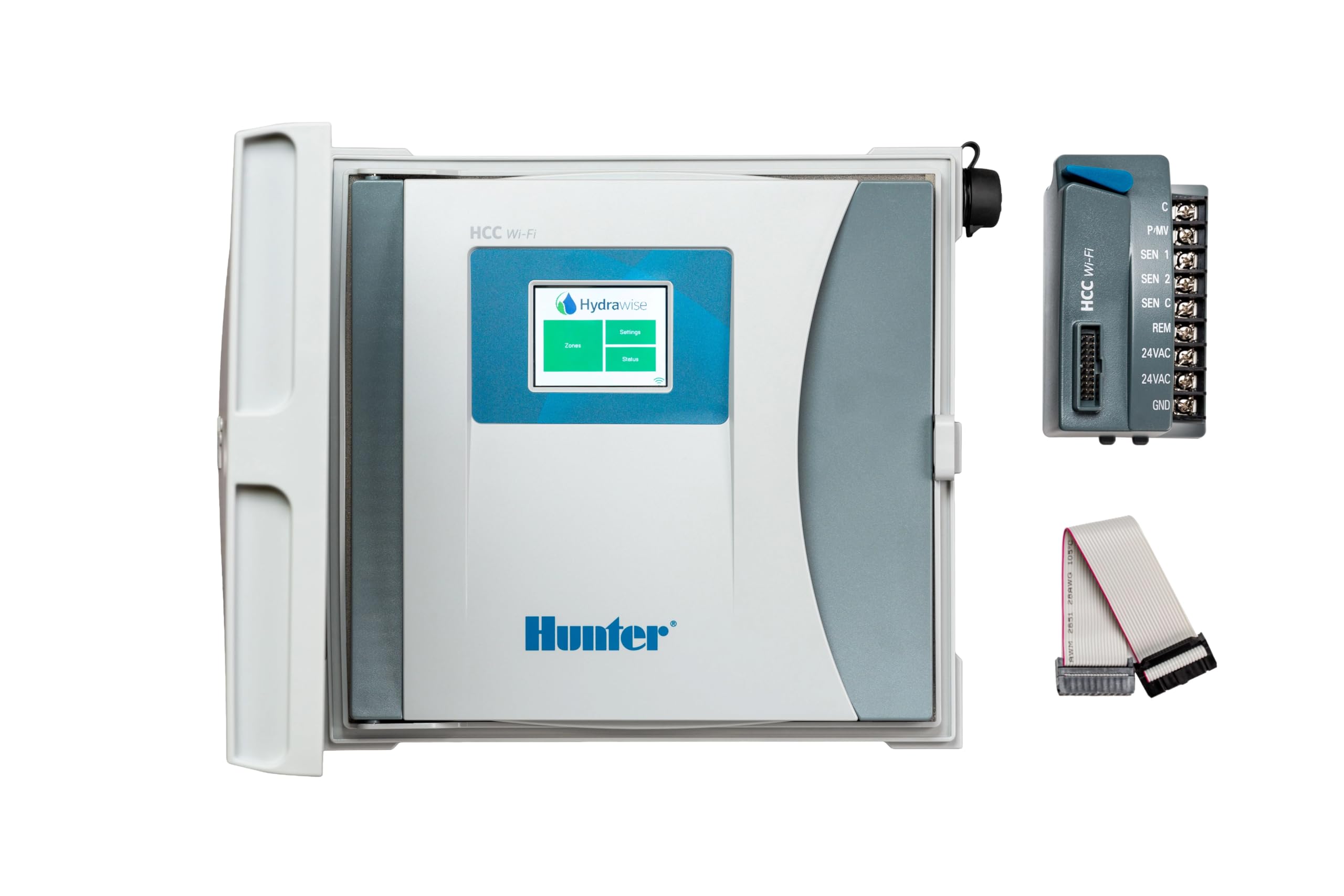 Indoor/outdoor 8 station irrigation controller with Hydrawise app control, weather scheduling, and expansion up to 54 zones Hunter HCC Sprinkler Controller, 8 Zone, WiFi Smart Irrigation Timer