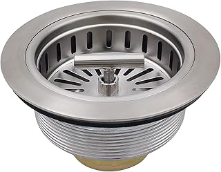 3-1/2 Inch Brushed Nickel Sink Strainers for Kitchen Sink, Stainless Steel Kitchen Sink Drain Strainer Assembly with Strainer Basket And Drain Stopper, US Standard Kitchen Sink Drain Replacement