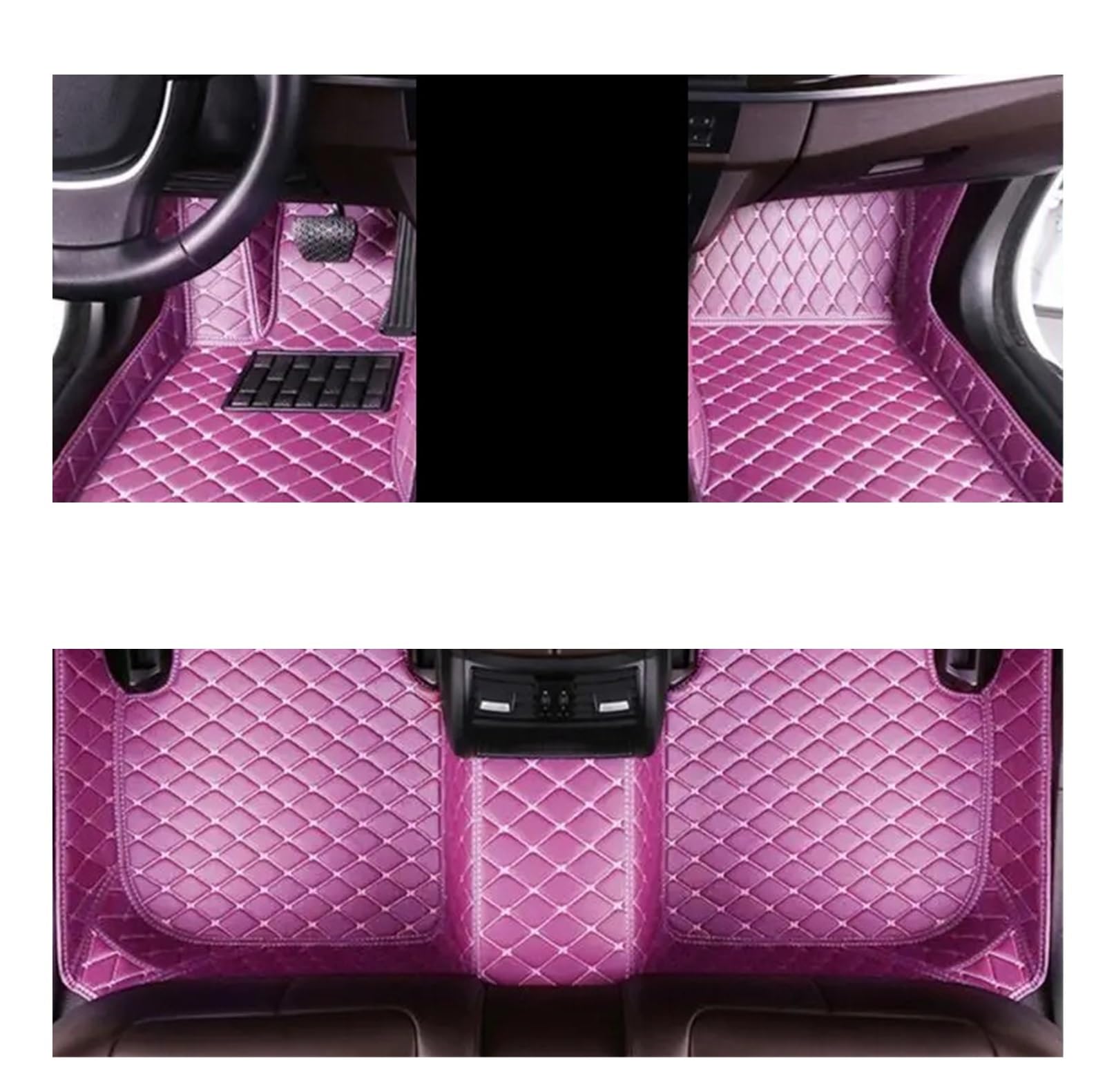 Leather Car Floor Mats Custom Compatible for Toyota CHR Hilux 86 Tacoma Zelas Avensis Yaris Enova Auto Foot Pads Interior Accessories (Color : Pink Purple)