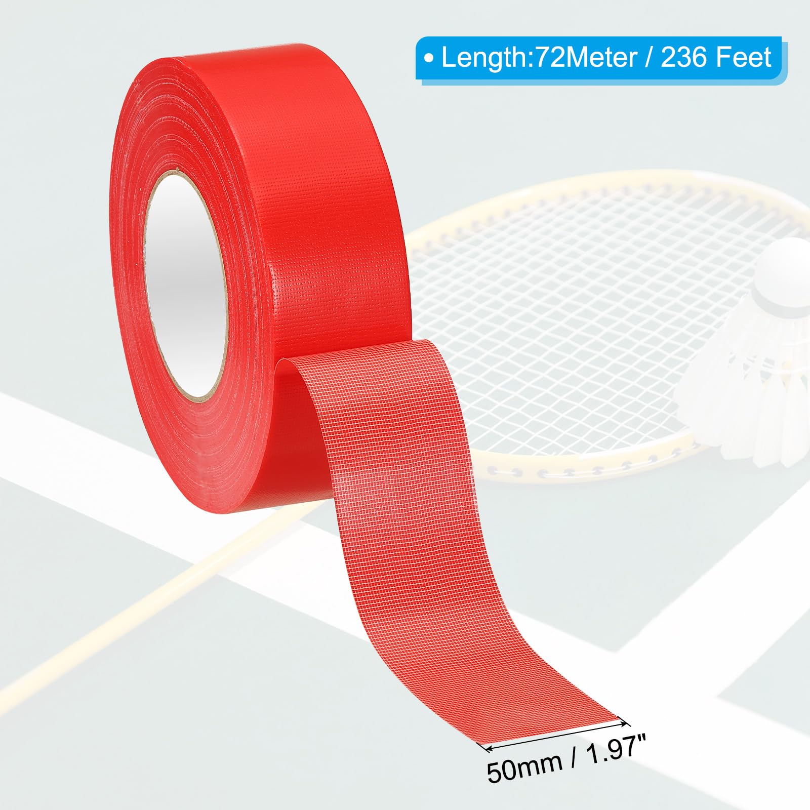 PATIKIL Nastro per Campo di Pickleball 50mm x 72M, Kit di Marcatura del Campo da Pickleball per Campi Tennis Interno/Esterno Pallavolo Badminton, Rosso