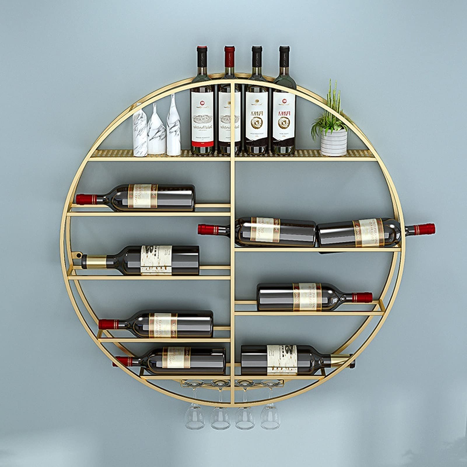 Générique Metalowe stojaki na wino okrągłe złote wiszące szklane kieliszki do wina ściana do wina szampańskie kubki uchwyty na kieliszki