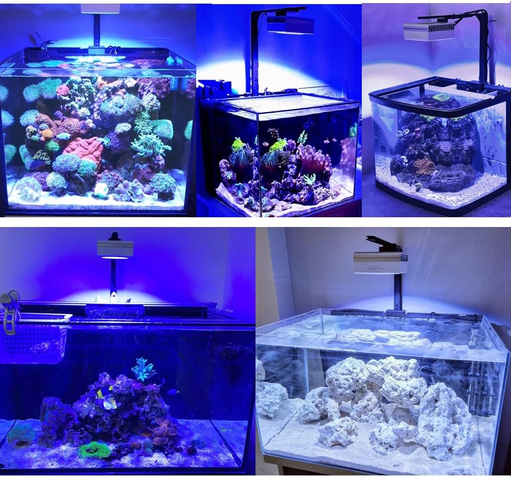 PopBloom RL90 Full Spectrum Saltwater Reef Aquarium LED Light Aquarium Reef Led, for 24inch 60cm 2ft SPS LPS Reef Coral Tank, App Control (1 RL90FS with arm kit)