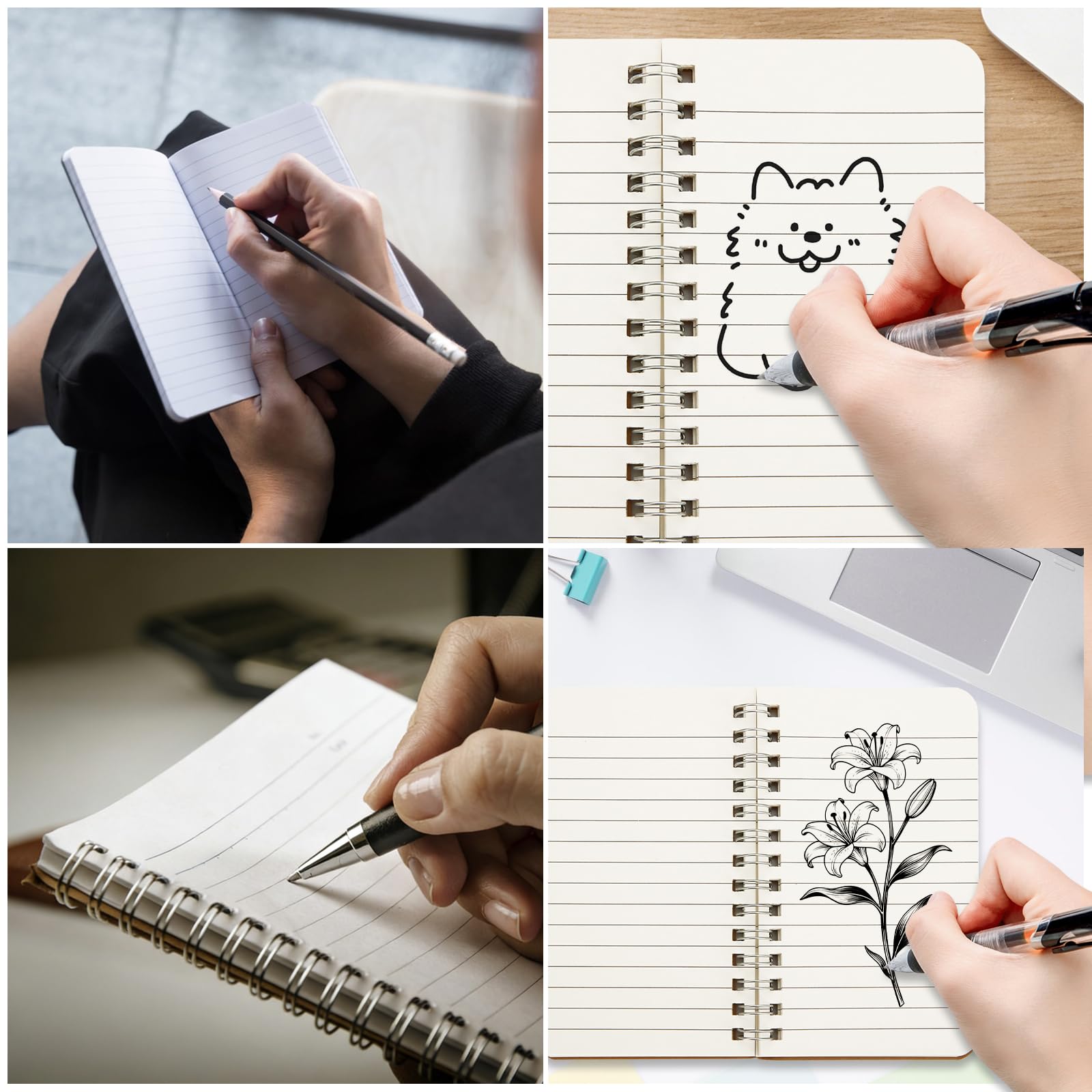 MIVIDE Lot de 60 petits carnets à spirales en vrac, 7,6 x 12,7 cm, mini blocs-notes lignés avec couverture en kraft pour notes, école, affaires, bureau (60 feuilles/120 pages)