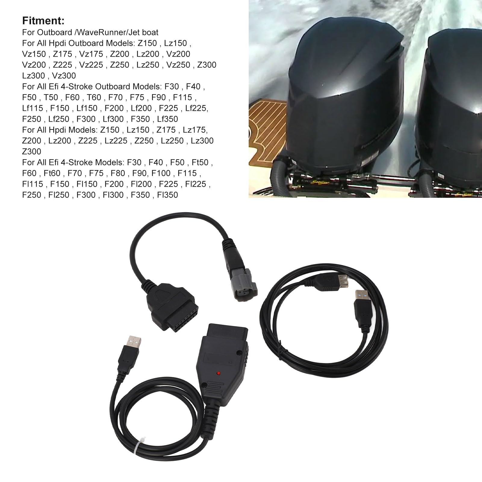 Diagnostyczny kabel testowy kabel adapter diagnostyczny do wszystkich modeli zaburtowych Hpdi kompatybilny odczyt silnika rekordy diagnostyczne Marine 225 Efi 4-suwowy
