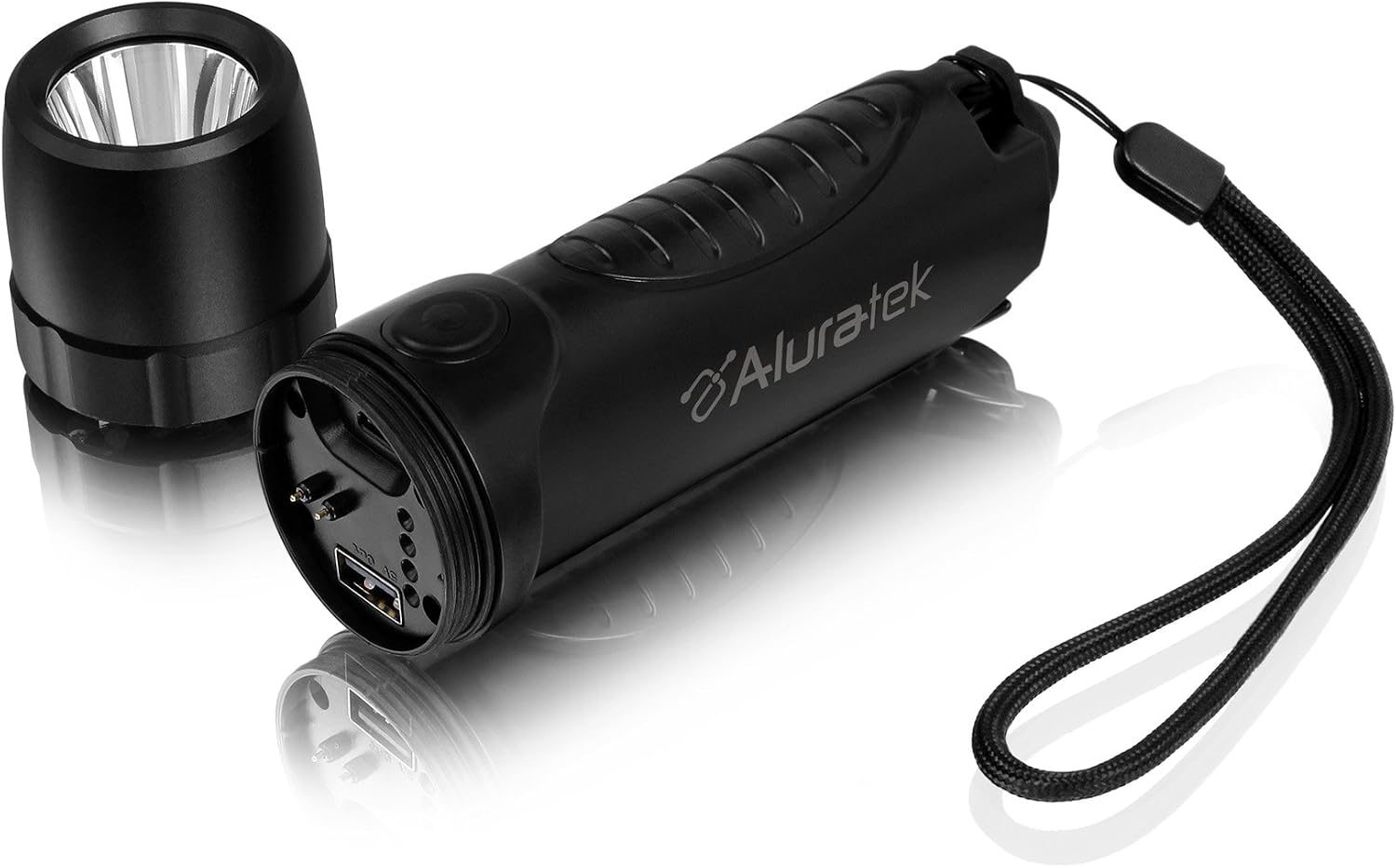 Aluratek ACEK205F PowerLight Multipurpose 5000 mAh Rechargeable Flashlight with Built-in USB Rapid Charger