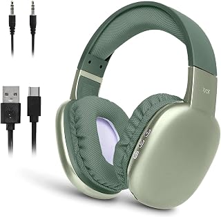 iJoy Ultra Wireless Over-Ear Bluetooth Headphones with Mic - 10H Playtime, 33ft Range, AUX & SD Slot for Gaming, Work, Gym (Green)