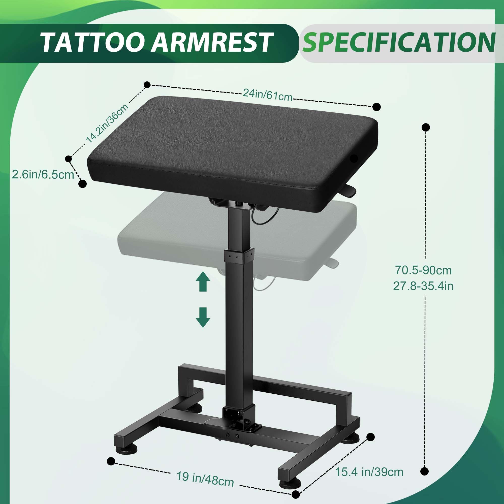 POARMEEY Reposabrazos y Soporte para Tatuaje con Almohadilla Gruesa, Rotación de 180°